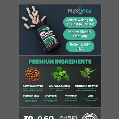 Saw Palmetto Supplement Label & Amazon Product Images Design