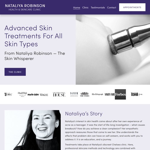 Website Updates: Nataliya Robinson Health - Skincare Clinic