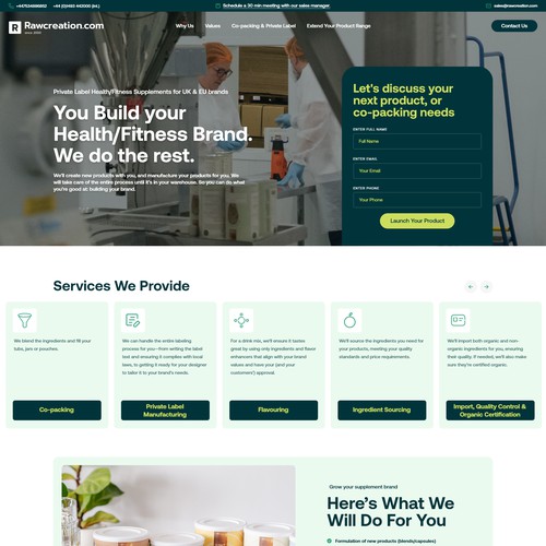 Re-imagined Homepage Design for Rawcreation