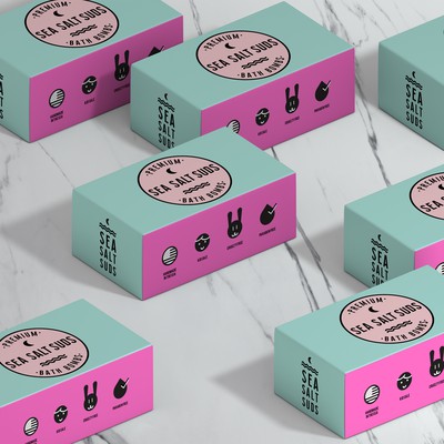 Sea Salt Suds Bath Bombs Packaging Design 